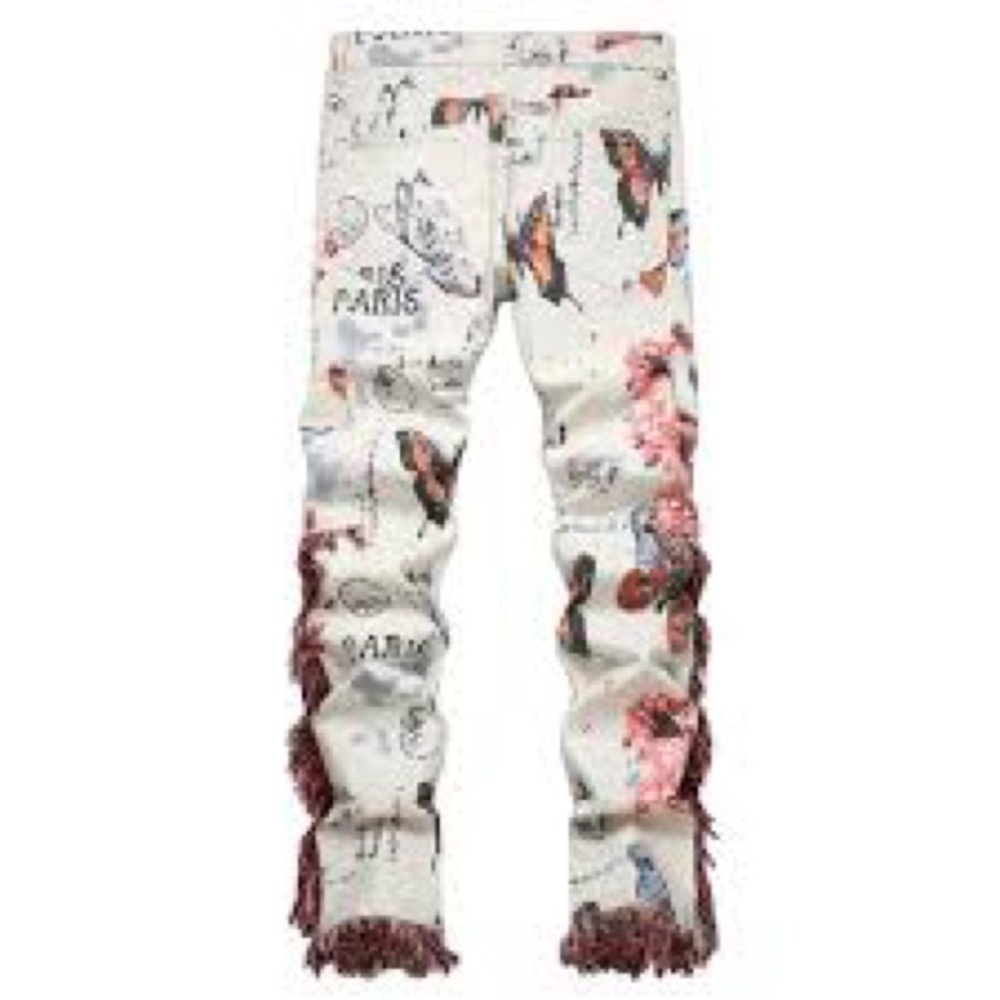Artistic Patchwork Fringe Pants - image 3